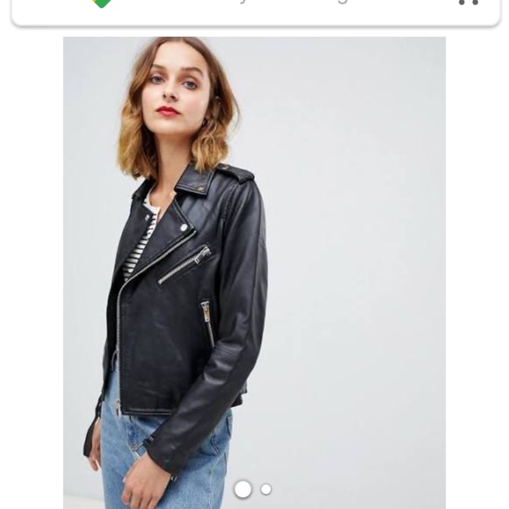 Leather black cheetah in print inside biker jacket